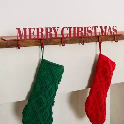 Christmas Stockings & Stocking Holders>Kirklands Home Merry Christmas Mantel Stocking Holder Red