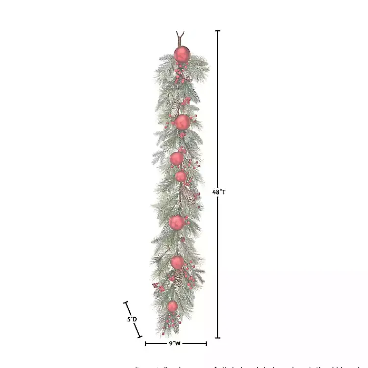 Christmas Arrangements & Garland>Kirklands Home Red Ornament Frost Pine Waterproof Garland