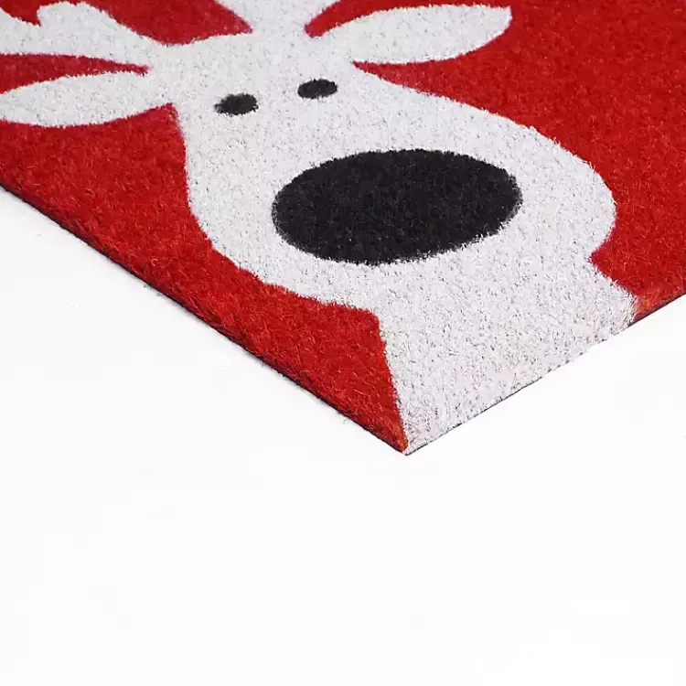 Outdoor Christmas Decorations>Kirklands Home Red Peeking Reindeer Doormat
