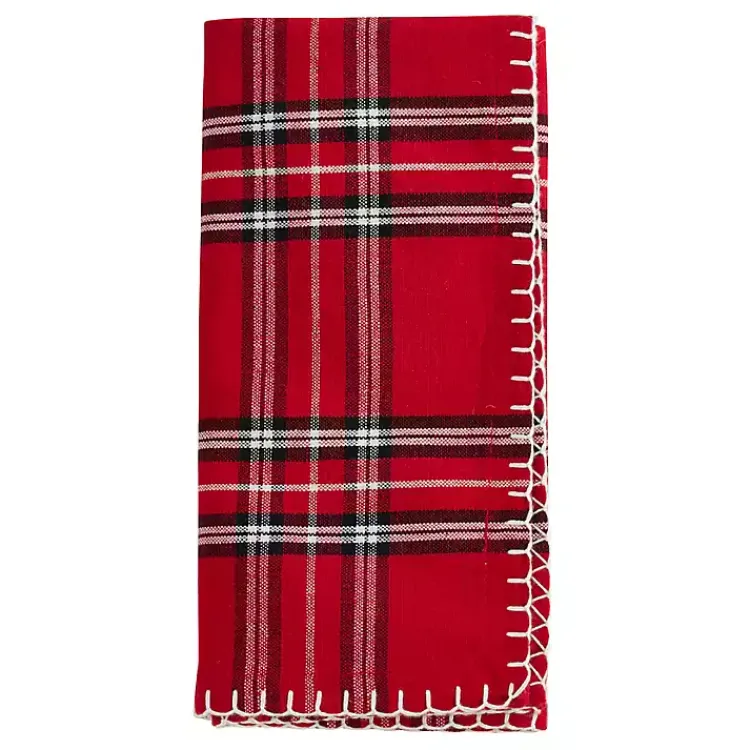 Christmas Dining & Entertaining>Kirklands Home Plaid Whipstitch Napkins, Set of 4 Red