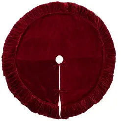 Christmas Tree Skirts & Collars>Kirklands Home Plush Velvet Border Lined Tree Skirt, 72 in. Red
