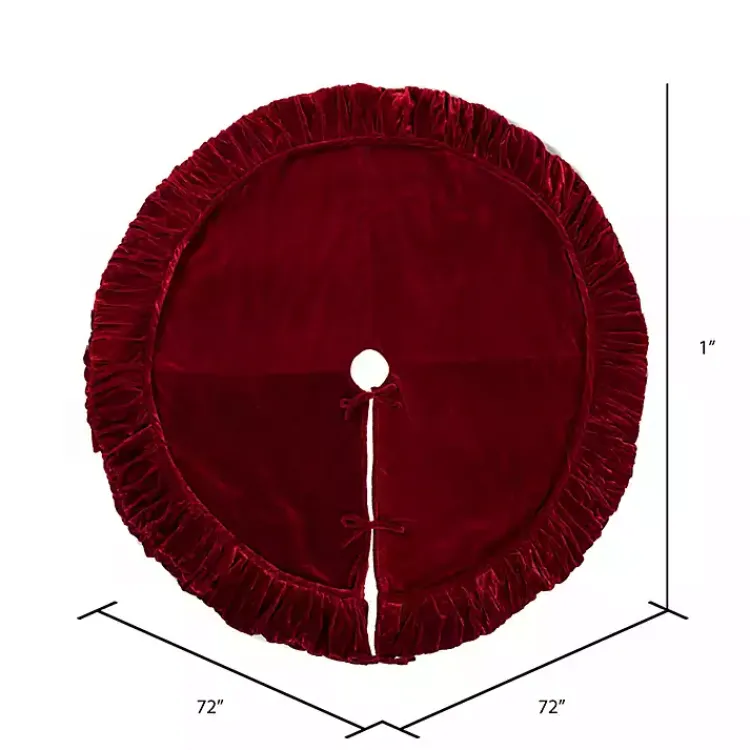 Christmas Tree Skirts & Collars>Kirklands Home Plush Velvet Border Lined Tree Skirt, 72 in. Red
