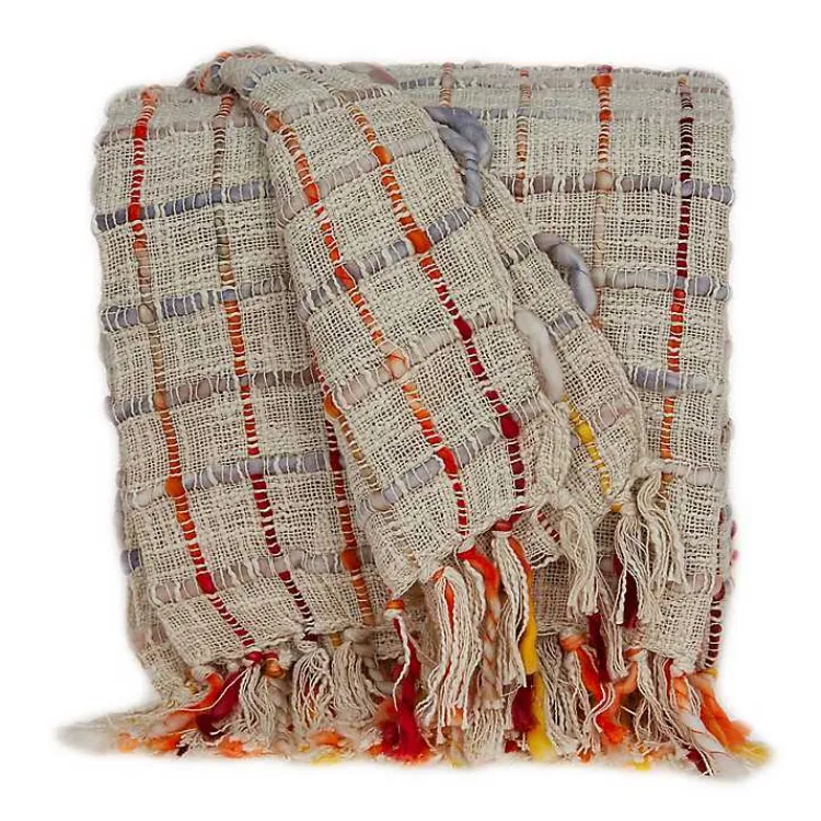 Blankets & Throws>Kirklands Home Red Primitive Squares Handloomed Throw Blanket