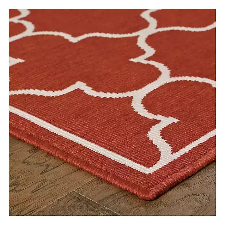 Kirklands Home Quatrefoil Jenn Outdoor Rug, 5x7 Red New