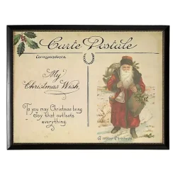 Christmas Art & Wall Decor>Kirklands Home Red Santa Post Card Christmas Art Print Tan