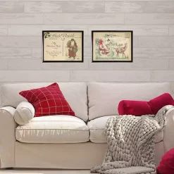 Christmas Art & Wall Decor>Kirklands Home Red Santa Post Card Christmas Art Print Tan