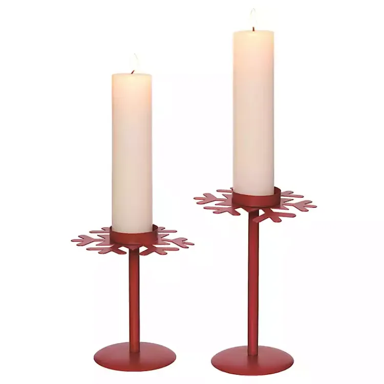 Christmas Decorations>Kirklands Home Snowflake Christmas Candle Holders, Set of 2 Red