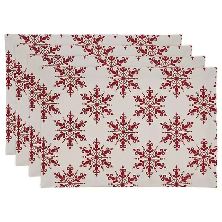 Christmas Dining & Entertaining>Kirklands Home Red Snowflake Christmas Placemats, Set of 4