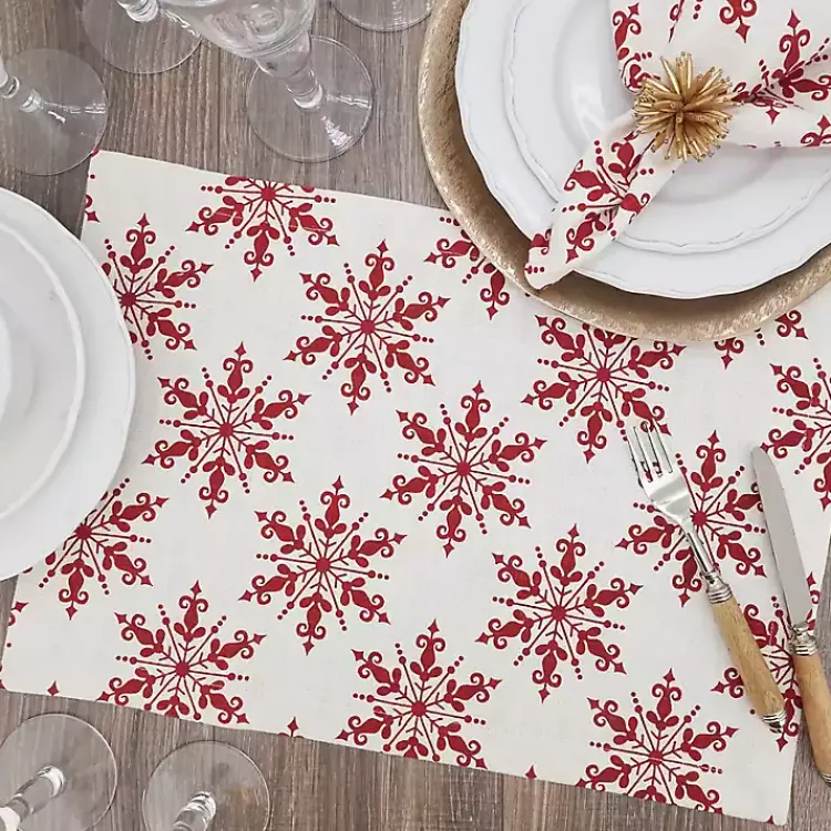 Christmas Dining & Entertaining>Kirklands Home Red Snowflake Christmas Placemats, Set of 4