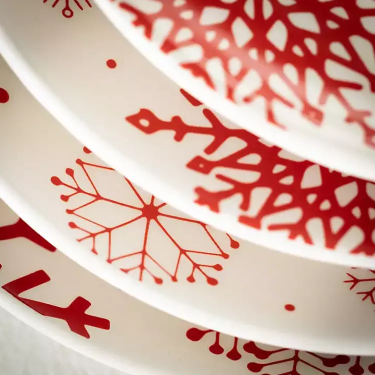 Christmas Dining & Entertaining>Kirklands Home Red Snowflake Plates, Set of 4