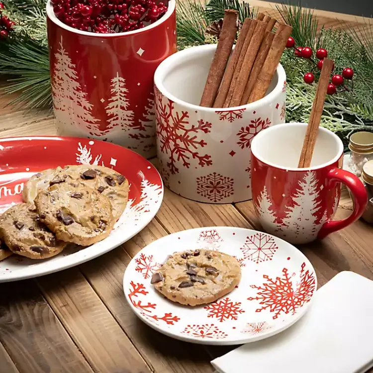 Christmas Dining & Entertaining>Kirklands Home Red Snowflake Plates, Set of 4