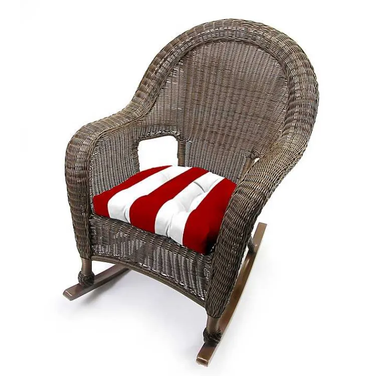Kirklands Home Red Stripe French 3-pc. Outdoor Wicker Cushion Set New
