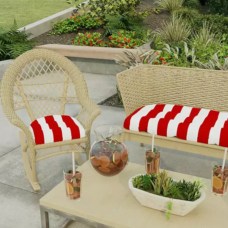 Kirklands Home Red Stripe French 2-pc. Outdoor Wicker Cushion Set Online