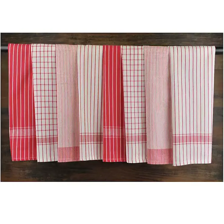 Christmas Dining & Entertaining>Kirklands Home Red Stripe Kitchen Towels, Set of 8