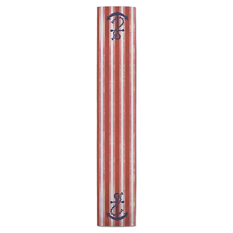 Kirklands Home Red Stripes and Anchor Table Runner, 90 in. Outlet
