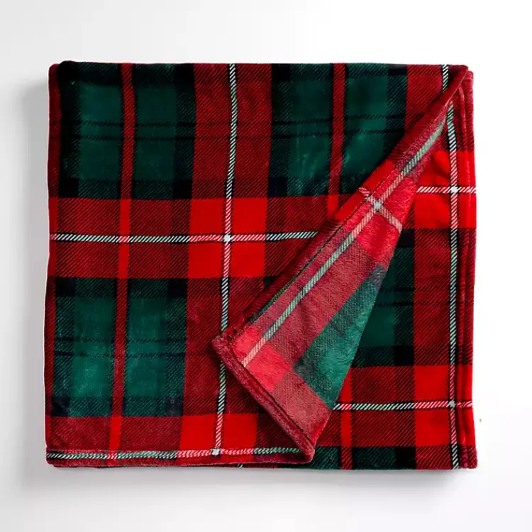 Blankets & Throws>Kirklands Home Red Tartan Plaid Plush Throw
