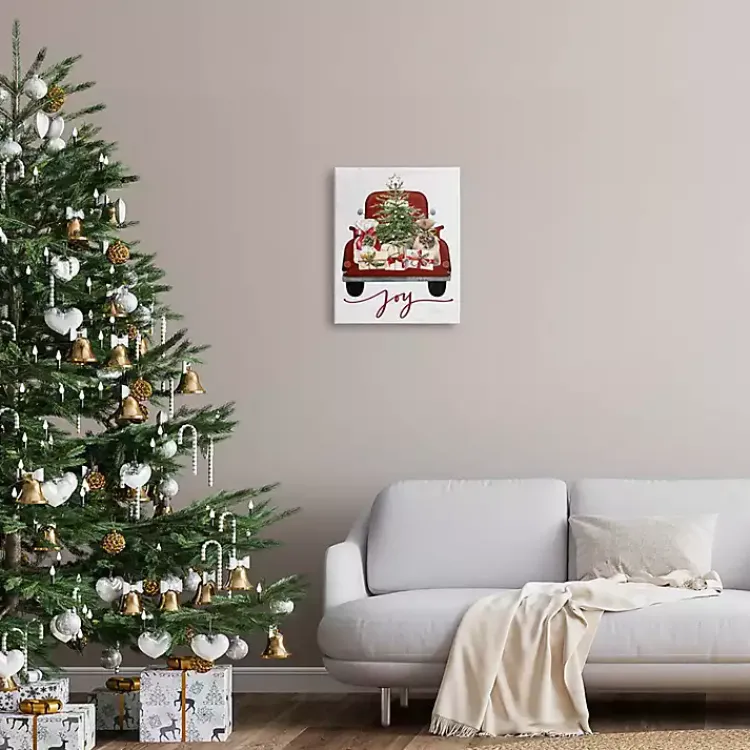Christmas Art & Wall Decor>Kirklands Home Red Truck Christmas Joy Canvas Art Print