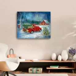 Christmas Art & Wall Decor>Kirklands Home Red Truck with Tree Medium Canvas Art Print Multi