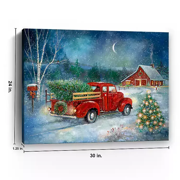 Christmas Art & Wall Decor>Kirklands Home Red Truck with Tree Medium Canvas Art Print Multi