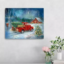 Christmas Art & Wall Decor>Kirklands Home Red Truck with Tree Small Canvas Art Print Multi
