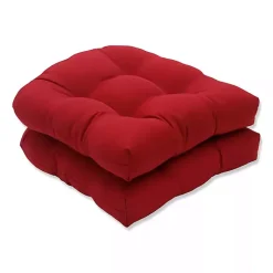 Kirklands Home Tufted Outdoor Wicker Chair Cushion, Set of 2 Red Outlet