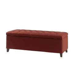 Kirklands Home Tufted Shandra Storage Bench Red Outlet