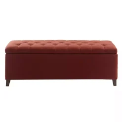 Kirklands Home Tufted Shandra Storage Bench Red Outlet