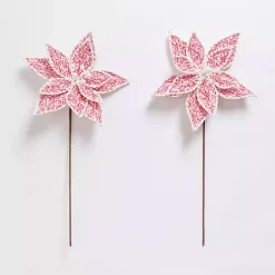 Christmas Tree Decorations>Kirklands Home Red Tweed Magnolia Pick