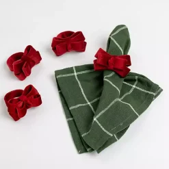 Kirklands Home Velvet Bow Napkin Rings, Set of 4 Red Online