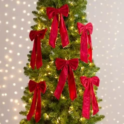 Christmas Ornaments>Kirklands Home Velvet Bow 6-pc. Ornament Set, 12 in. Red