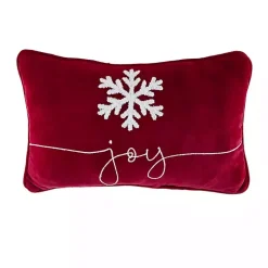 Christmas Pillows>Kirklands Home Red Velvet Joy Snowflake Lumbar Pillow