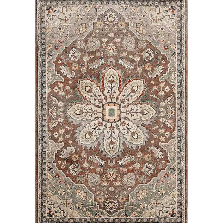 Kirklands Home Vintage Medallion Leia Area Rug, 5x7 Red New