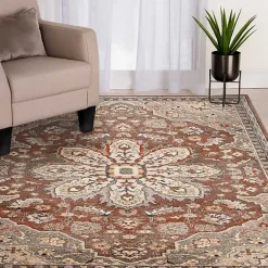 Kirklands Home Vintage Medallion Leia Area Rug, 5x7 Red New