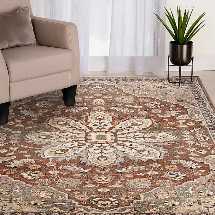 Kirklands Home Vintage Medallion Leia Area Rug, 5x7 Red New