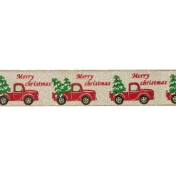 Christmas Tree Decorations>Kirklands Home Red Vintage Truck 16 yard Christmas Ribbon