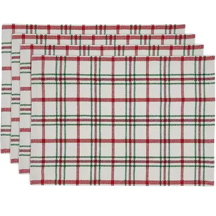 Christmas Dining & Entertaining>Kirklands Home Red Wide Plaid Christmas Placemats, Set of 4