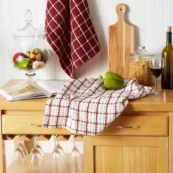 Kirklands Home Windowpane Oversized Dish Towels, Set of 2 Red Sale