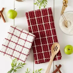 Kirklands Home Windowpane Oversized Dish Towels, Set of 2 Red Sale