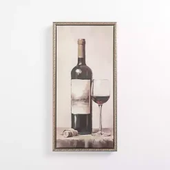 Kirklands Home Red Wine Vintage Framed Canvas Art Print Clearance