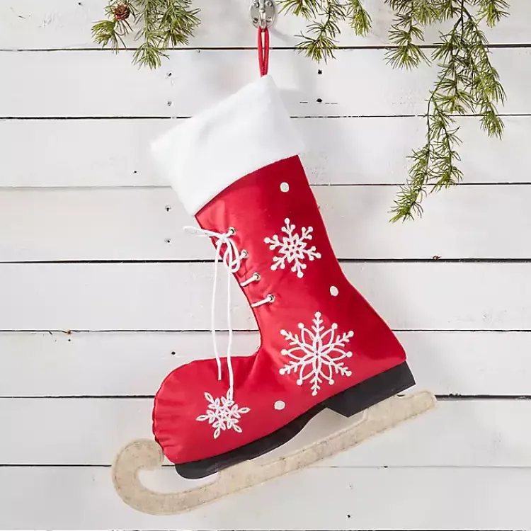 Christmas Stockings & Stocking Holders>Kirklands Home Winter Skate Stocking Red