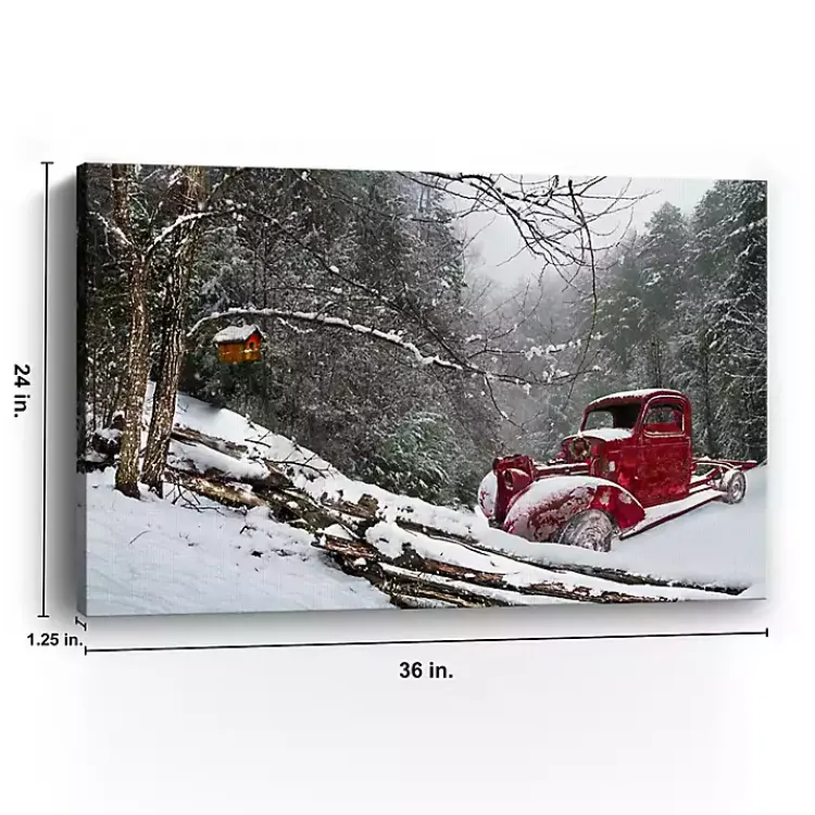 Christmas Art & Wall Decor>Kirklands Home Red Winter Truck Canvas Art Print