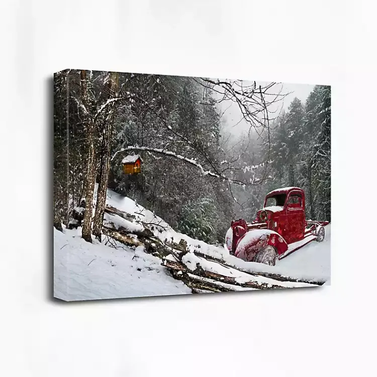 Christmas Art & Wall Decor>Kirklands Home Red Winter Truck Canvas Art Print