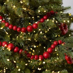 Christmas Tree Decorations>Kirklands Home Wood Beaded Garland Red