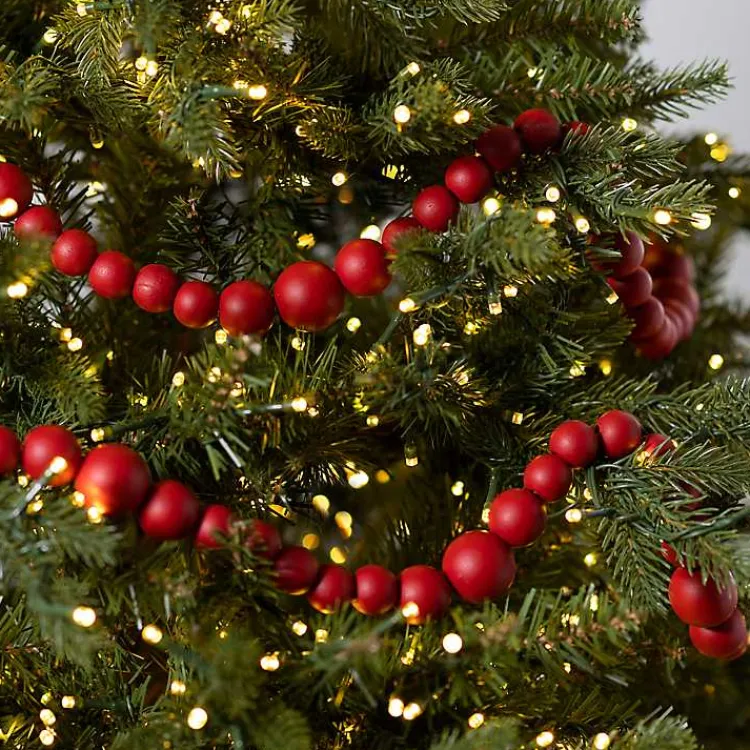 Christmas Tree Decorations>Kirklands Home Wood Beaded Garland Red