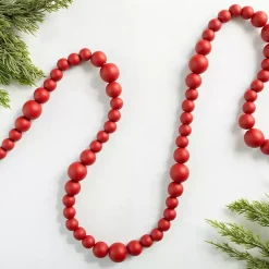 Christmas Tree Decorations>Kirklands Home Wood Beaded Garland Red