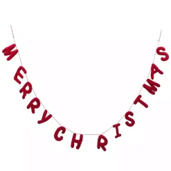 Christmas Art & Wall Decor>Kirklands Home Wool Merry Christmas Banner Red