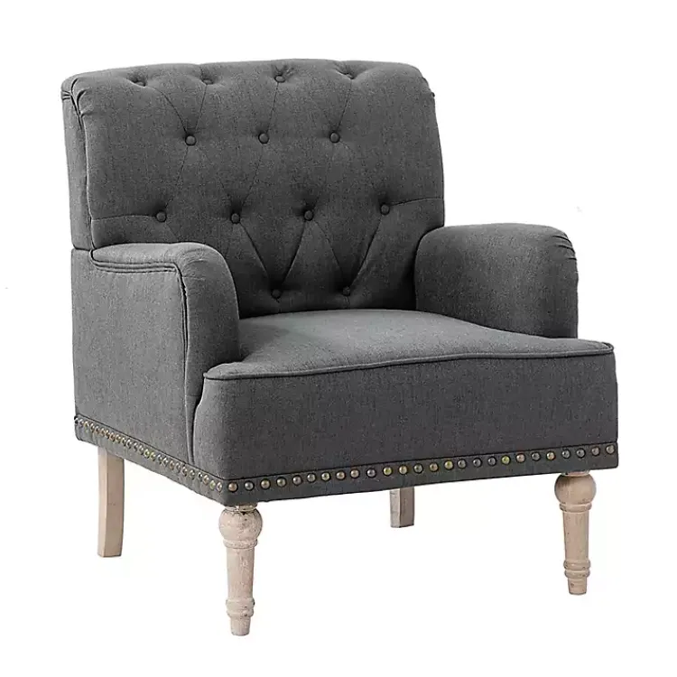 Kirklands Home Reginald Charcoal Button Tufted Armchair Gray Hot