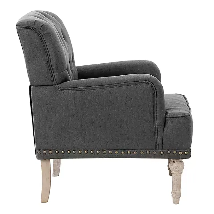 Kirklands Home Reginald Charcoal Button Tufted Armchair Gray Hot