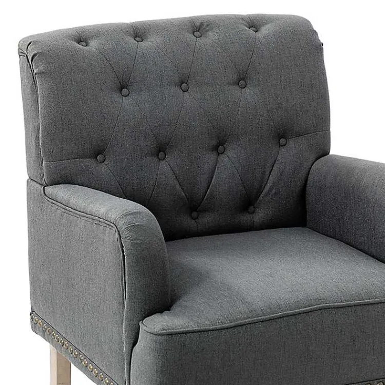 Kirklands Home Reginald Charcoal Button Tufted Armchair Gray Hot