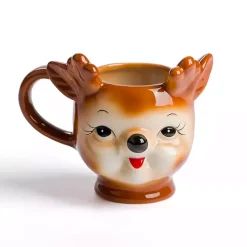 Kirklands Home Reindeer Figural Christmas Mug Brown New